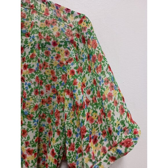 Vintage Twenty One Womens Babydoll Top Medium Sheer Floral Tie Back Fairy BOHO - Picture 3 of 9